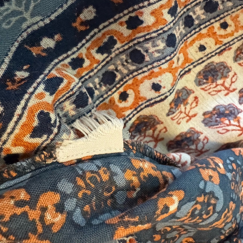 Free people Floral Button-Up Shirt in Orange and Blue size M - Picture 7 of 7